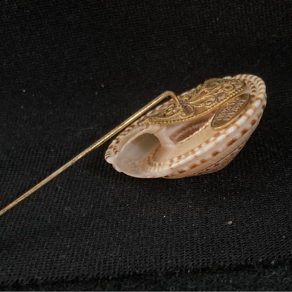 Miriam Haskell Vintage Nautilus Shell stick pin 3" - Picture 5 of 8